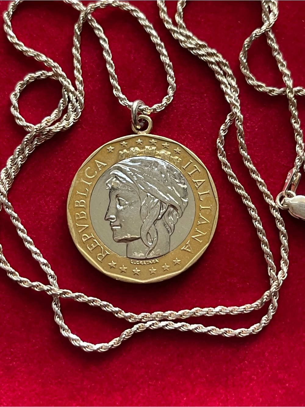 Genuine unique Italian coin pendant necklace